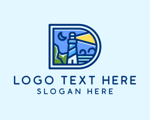 Ocean Lighthouse Letter D  logo