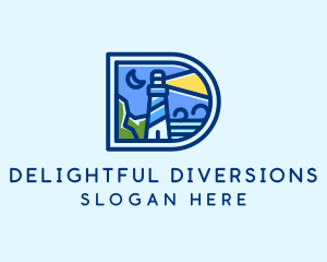 Ocean Lighthouse Letter D  logo design