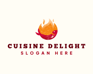 Flame Fish Grilling logo design