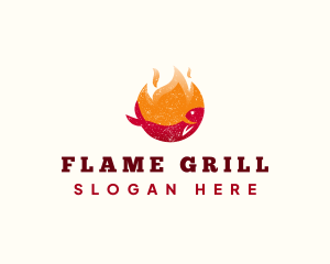 Flame Fish Grilling logo design