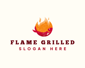 Flame Fish Grilling logo design