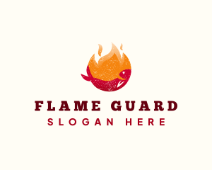 Flame Fish Grilling logo design