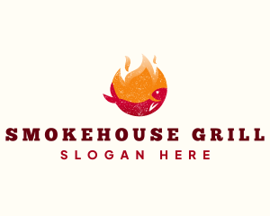 Flame Fish Grilling logo design