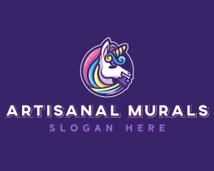 Unicorn Pegasus Paint logo design