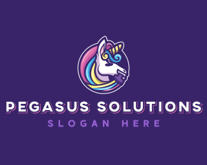 Unicorn Pegasus Paint logo design