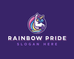 Unicorn Pegasus Paint logo design