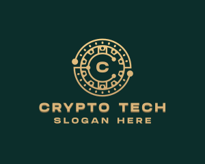 Cryptocurrency Tech Circuit logo design