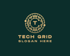 Cryptocurrency Tech Circuit logo design