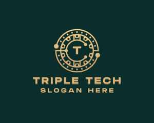 Cryptocurrency Tech Circuit logo design