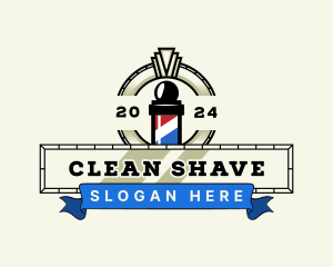 Barber Pole Haircut Grooming logo design