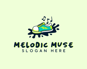 Music Note Sneakers Shoe logo design