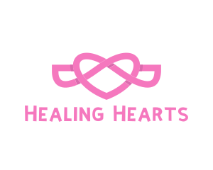 Pink Flying Heart Wings logo design