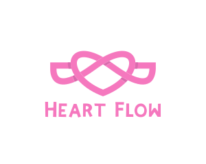 Pink Flying Heart Wings logo