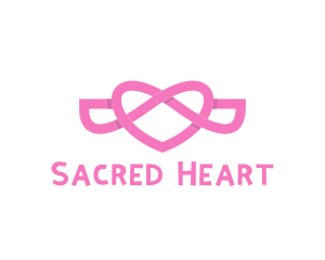 Pink Flying Heart Wings logo design