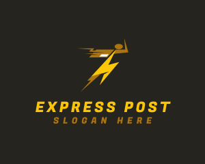 Lightning Speed Parcel Man logo design