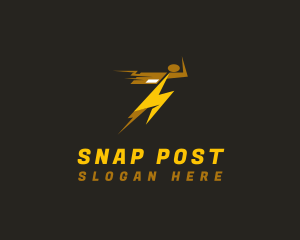 Lightning Speed Parcel Man logo design