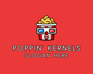 3D Glasses Popcorn  logo design