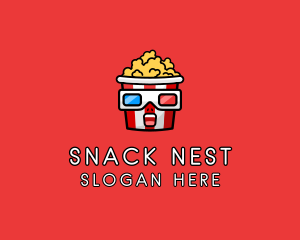 Cartoon Movie Popcorn  logo design