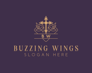 Catholic Cross Wings logo design