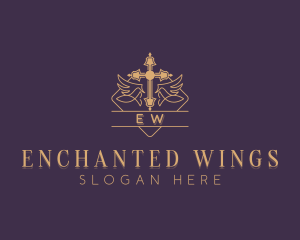 Catholic Cross Wings logo design