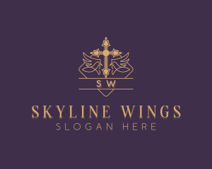 Catholic Cross Wings logo design