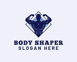 Muscular Bodybuilder Gym logo design