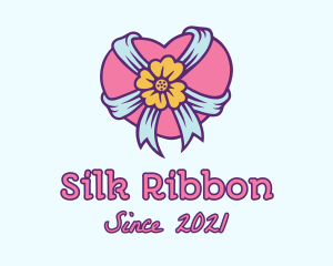 Heart Flower Ribbon logo design