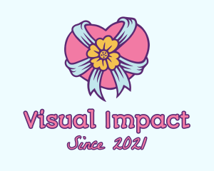 Heart Flower Ribbon logo design