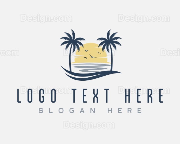 Beach Palm Tree Sea Logo