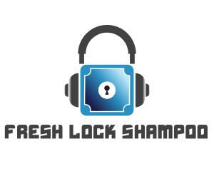 Headphones Vault Lock logo design