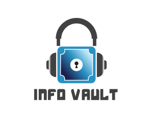 Headphones Vault Lock logo design