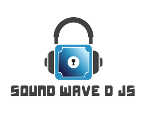 Headphones Vault Lock logo design