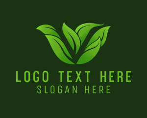 Food - Natural Leaf Garden Letter V logo design