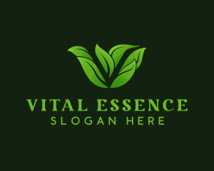 Natural Leaf Letter V logo design