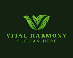 Natural Leaf Letter V logo design