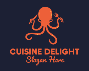 Orange Octopus Restaurant  logo design