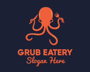 Orange Octopus Restaurant  logo design