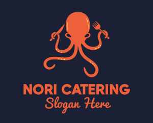 Orange Octopus Restaurant  logo design