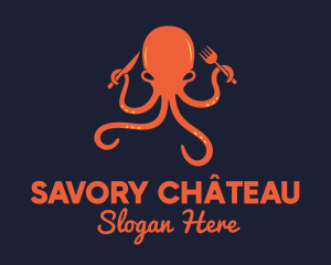 Orange Octopus Restaurant  logo design