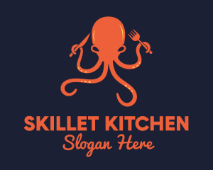 Orange Octopus Restaurant  logo design