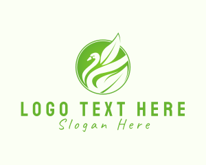 Elegant Leaf Duck Swan Logo