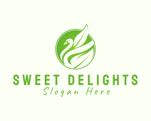Elegant Leaf Duck Swan Logo