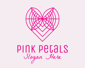 Minimalist Pink Butterfly Heart  logo design