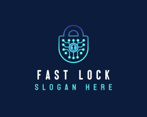 Digital Software Padlock logo design