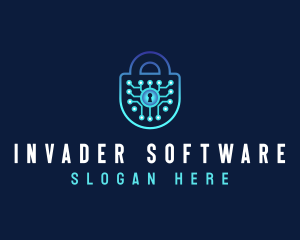 Digital Software Padlock logo design