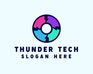 Thunder DJ Disc logo design