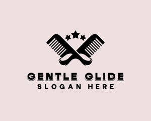 Mustache Comb Haircut logo design