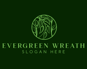 Leafy Herbs Wreath  logo design