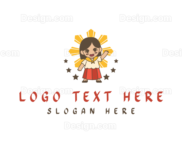 Cute Filipino Girl Cartoon Logo