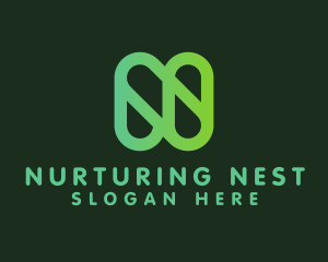 Digital Green Letter N logo design